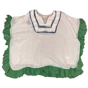 Pink Chicken Girls Size 6/8Y Cream Green Blue Tie Dye Sheer Swim Coverup